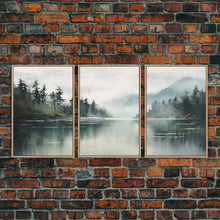 Load image into Gallery viewer, 3 Piece Triptych Canvas Print Set, Oil Painting Landscape Painting, Tropical River Scene, Minimalist Boho Decor
