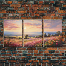 Load image into Gallery viewer, French Countryside Art, 3 Panel Art, Framed Canvas Prints, Extra Large Wall Art, Boho Minimalist Centerpiece Art, Huge Art Painting
