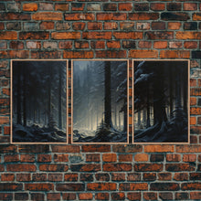 Load image into Gallery viewer, 3 Piece Framed Canvas Print Wall Art Set of 3 Emerald Green Mountain Forest Lake Landscape Minimalist Modern Art Nature Wall Decor
