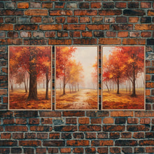 Cargar imagen en el visor de la galería, Fall Decor, 3 Piece Wall Art Set, Autumn Forest Oil Painting Canvas Prints, Fall Decorations, Halloween Art, Fall Forest Landscape Painting
