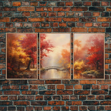 Carregar imagem no visualizador da galeria, Fall Decor, 3 Piece Wall Art Set, Autumn Forest Oil Painting Canvas Prints, Fall Decorations, Halloween Art, Fall Forest Landscape Painting
