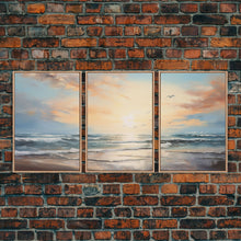 Carregar imagem no visualizador da galeria, Beach Wall Art, Seascape Print, Sunset Wall Art, Canvas Print, Wall Art, 3 Piece Wall Art, Beach House Wall Decor, Home Office Art, RV Decor
