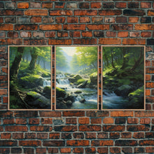 Carregar imagem no visualizador da galeria, Forest Wall Art, Waterfalls Print, Landscape Print, Canvas Print, Set Of 3 Prints, Wall Art, 3 Piece Wall Art, Home Office Art, Office Decor
