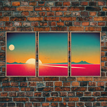 Carregar imagem no visualizador da galeria, Art Deco Sunset, 3 Piece Wall Art, Ready To Hang Canvas Print, Cool Unique Living Room Wall Art Decor
