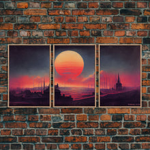 Load image into Gallery viewer, Haunted Sunset, Spooky Halloween Art, Gloomy Wall Decor, 3 Piece Canvas Decor, 3 Piece Wall Art, Ready To Hang Canvas Prints
