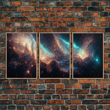 Carregar imagem no visualizador da galeria, Galaxy of Stars, Scifi, String Theory, 3 Piece Wall Art, Ready To Hang Canvas Print, Cool Living Room Wall Art Decor

