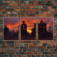 Carregar imagem no visualizador da galeria, 3 Piece Canvas Wall Decor, Ready To Hang Canvas Prints, Victorian Style Haunted House, Spooky Halloween Wall Art Decor
