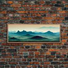 Load image into Gallery viewer, Emerald Green Rolling Hills and Mountains, Landscape Art, Ready To Hang Canvas Print, Framed Wall Art
