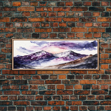Load image into Gallery viewer, Framed Canvas Print of Majestic Mountain Landscape | Vibrant Hues | Watercolor Painting | Ready-to-Hang | Home Decor
