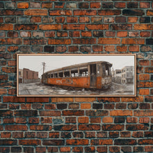 Carregar imagem no visualizador da galeria, Abandoned Orange Train, Graffiti Art, Urban Art Print, Street Art, Wall Decor, Large Canvas Print, Panoramic, Wall Art, Canvas Print
