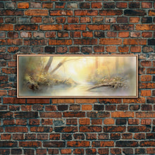 Carregar imagem no visualizador da galeria, Beautiful Misty Landscape Wall Art Print, Foggy Lake, River, Trees, Wall Decor, Large Canvas Art Print, Panoramic, Wall Art, Canvas Print
