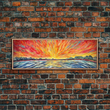 Carregar imagem no visualizador da galeria, Abstract Beach Wall Art, Colorful Abstract Nature, Framed Abstract Print Art, Sunset, Beach, Vibrant Art, Panoramic, Wall Art, Canvas Print
