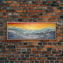 Carregar imagem no visualizador da galeria, Abstract Sea Wall Art, Vibrant Abstract, Framed Art, Sunset, Ocean, Abstract Nature, Textured Abstract, Panoramic, Wall Art, Canvas Print
