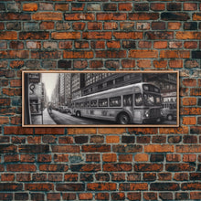 Load image into Gallery viewer, Detailed Street Pencil Sketch Canvas Print, City Wall Art, Bus, Cars, Traffic, Buildings, Urban Art Print, Panoramic, Wall Art, Canvas Print
