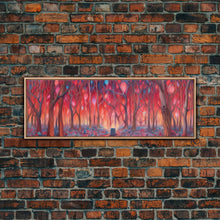 Load image into Gallery viewer, Enchanted Forest Art, Abstract Forest Art, Pink Forest, Pastel Wood, Wall Decor, Large Canvas Print, Panoramic, Wall Art, Canvas Print
