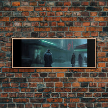 Cargar imagen en el visor de la galería, City Canvas Art Print, City Art, Dark Night Street Art, Urban Art, Neon Lights In City, Large Urban Art, Panoramic, Wall Art, Canvas Print
