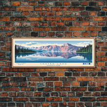 Load image into Gallery viewer, Crater Lake National Park, Panoramic Oregon Travel Art, National Park Print, Minimalist Travel Art, Midcentury Modern Style Landscape
