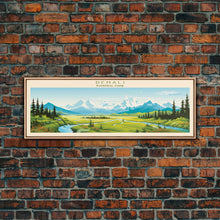 Load image into Gallery viewer, Denali National Park, Panoramic Alaska Travel Art, National Park Print, Minimalist Travel Art, Midcentury Modern Style Landscape
