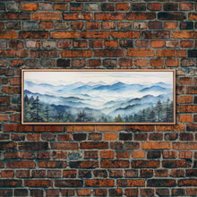 Load image into Gallery viewer, Blue Ridge Mountains National Park Panoramic Watercolor Painting Framed Canvas Print Large Wall Art
