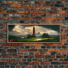 Load image into Gallery viewer, The Dark Tower, Ready To Hang Canvas Print, Panoramic Art, High Fantasy Concept Art
