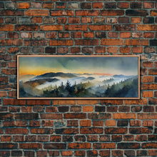 Carregar imagem no visualizador da galeria, Beautiful Watercolor Landscape, Ready To Hang Canvas Print, Panoramic Art, Above Sofa Wall Art
