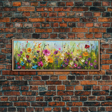 Carregar imagem no visualizador da galeria, Framed Canvas Print of Original painting, Large wall art, Boho wall décor, Flower painting, Home decor, Modern art, Bedroom decor, Panoramic
