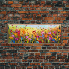Carregar imagem no visualizador da galeria, Framed Canvas Print of Original painting, Large wall art, Boho wall décor, Flower painting, Home decor, Modern art, Bedroom decor, Panoramic
