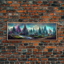 Load image into Gallery viewer, High Fantasy Forest Wall Art, Ready To Hang Canvas Print, Panoramic Art, Fantasy RPG Concept Art
