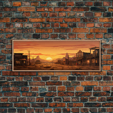 Carregar imagem no visualizador da galeria, Abandoned Wildwest Ghost Town Framed Canvas Print, Panoramic Wall Art, Wild West Decor, Southwestern Farmhouse Decor, Boom Town Art
