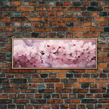 Cargar imagen en el visor de la galería, Cherry Blossoms In The Spring, Framed Canvas Print, Photography Print, Panoramic Wall Art, Above Sofa Decor
