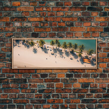 Carregar imagem no visualizador da galeria, Drone Shot of Bora Bora, Vacation Art, Tropical Beach Photography Framed Canvas Print, Panoramic Bird&#39;s Eye View of Paradise
