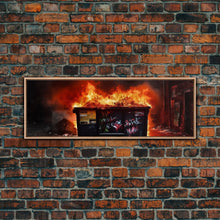 Load image into Gallery viewer, A Dumpster Fire, Panoramic Canvas Print, Wall Art, Living Room Wall Art
