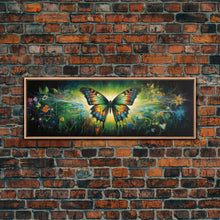 Cargar imagen en el visor de la galería, Panoramic Extra Wide Butterfly Wall Art Canvas Print, Framed Wall Art, Girl&#39;s Room Decor, Kid Room Art, Christmas Gift
