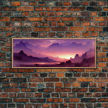 Load image into Gallery viewer, A Beautiful Mountain Scene at Sunset, Extra Large Wall Art, Framed Panoramic Canvas Print, Framed Wall Art
