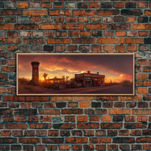 Load image into Gallery viewer, Wild West Abandoned Saloon, Extra Large Wall Art, Framed Panoramic Canvas Print, Framed Wall Art
