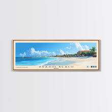 Carregar imagem no visualizador da galeria, Arashi Beach, Aruba Panoramic Print, Vacation Gift, Aruba Wall Art, Beach Painting, Beach Decor, Large Wall Art, Wood Frame Art
