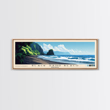 Carregar imagem no visualizador da galeria, Black Sand Beach, Malasyia Panoramic Beach Print, Vacation Gift, Malasyia Wall Art, Framed Canvas Print, Framed Beach Painting
