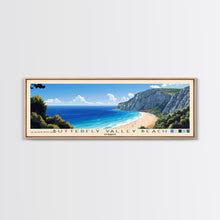 Carregar imagem no visualizador da galeria, Butterfly Valley Beach, Turkey Panoramic Print, Vacation Gift, Turkey Wall Art, Beach Painting, Beach Decor, Large Wall Art, Wood Frame Art
