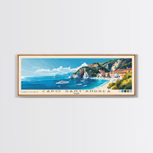 Carregar imagem no visualizador da galeria, Capo Sant’Andrea, Italy Panoramic Beach Print, Vacation Gift, Italy Wall Art, Framed Canvas Print, Framed Beach Painting
