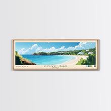 Load image into Gallery viewer, Cove Bay, Anguila Panoramic Beach Print, Vacation Gift, Anguila Wall Art, Framed Canvas Print, Framed Beach Painting
