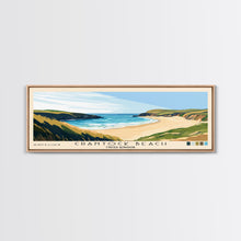Load image into Gallery viewer, Crantock Beach, United Kingdom Panoramic Beach Print, Vacation Gift, United Kingdom Wall Art, Framed Canvas Print, Framed Beach Painting
