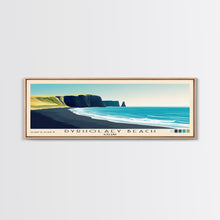 Load image into Gallery viewer, Dyrholaey Beach, Iceland Panoramic Print, Vacation Gift, Iceland Wall Art, Vacation Wall Art, Vacatation Memories, Beach Decor, Beach Or Lakehouse Art
