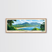 Cargar imagen en el visor de la galería, Hanalei Bay, Hawaii Panoramic Print, Vacation Gift, Hawaii Wall Art, Beach Painting, Beach Decor, Large Wall Art, Wood Frame Art
