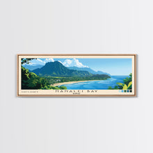 Cargar imagen en el visor de la galería, Hanalei Bay, Hawaii Panoramic Beach Print, Vacation Gift, Hawaii Wall Art, Framed Canvas Print, Framed Beach Painting
