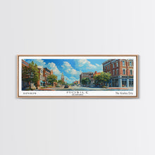 Carregar imagem no visualizador da galeria, Mobile Alabama Panoramic Framed Canvas Print, Watercolor City Art, Office Wall Decor, Travel Poster, Living Room Decor, City Print
