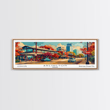 Carregar imagem no visualizador da galeria, Arlington Texas Panoramic Painting Framed Canvas Print, Mid Century Modern Art, Pop Art Style, Travel Poster, Living Room Decor
