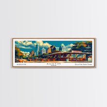 Carregar imagem no visualizador da galeria, Austin Texas Panoramic Travel Poster Framed Canvas Print, Mid Century Modern Art, Pop Art Style, Wall Art Decor, Home Decoration
