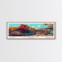 Carregar imagem no visualizador da galeria, Baton Rouge Louisiana Panoramic Painting Framed Canvas Print, Mid Century Modern Art, Pop Art Style, Travel Poster, Wall Art Decor
