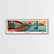 Cargar imagen en el visor de la galería, Chicago Illinois Panoramic Painting Framed Canvas Print, Mid Century Modern Art, Pop Art Style, Travel Poster, Living Room Decor

