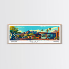 Load image into Gallery viewer, Gilbert Arizona Panoramic Wall Art Framed Canvas Print, Mid Century Modern Art, Pop Art Style, Travel Poster, Home Decor, Retro Style
